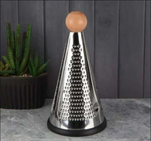 Load image into Gallery viewer, Graters - Stainless Steel Pyramid Grater - Cone Grater With Round Ball Wooden Handle