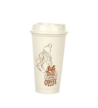 Load image into Gallery viewer, Cups/Mugs/Jars/Jugs - Plastic Reusable Coffee Cup with Lid - Termo Cup - 473 ml. Travel Mug illustration.