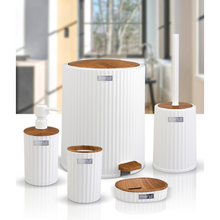 تحميل الصورة في عارض المعرض، Bathroom Accessories Set - 5 Pcs Decor Bathroom Set (Coliseum) - Wooden Frame - With Pedal Waste Bin
