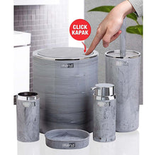 Load image into Gallery viewer, Bathroom Accessories Set - 5 Pcs Decor Bathroom Set (Round Marble) - Silver Frame