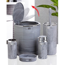 Load image into Gallery viewer, Bathroom Accessories Set - 5 Pcs Decor Bathroom Set (Round Marble) - Silver Frame