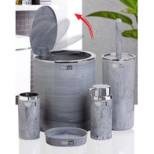 تحميل الصورة في عارض المعرض، طقم اكسسوارات حمام - طقم حمام ديكور 5 قطع (رخام دائري) - إطار فضي