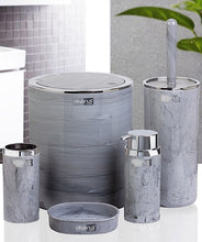 Load image into Gallery viewer, Bathroom Accessories Set - 5 Pcs Decor Bathroom Set (Round Marble) - Silver Frame