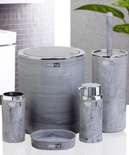 تحميل الصورة في عارض المعرض، طقم اكسسوارات حمام - طقم حمام ديكور 5 قطع (رخام دائري) - إطار فضي