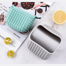 Load image into Gallery viewer, Mini Silicone Oven Mitts Pot Holders - 1 Pc Premium Silicone Tray Grabber in mint green and gray on a marble surface.