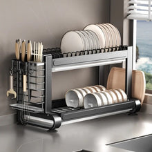 Load image into Gallery viewer, 2-Tier Large Dish Drying Rack for Kitchen Counter | Large Dish Drainer with Utensil & Board Holder