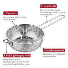 تحميل الصورة في عارض المعرض، 25.5cm Heavy-Duty Stainless Steel Colander | Long Handle Strainer & Fry Basket - Silver