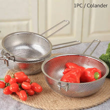 تحميل الصورة في عارض المعرض، 25.5cm Heavy-Duty Stainless Steel Colander | Long Handle Strainer & Fry Basket - Silver