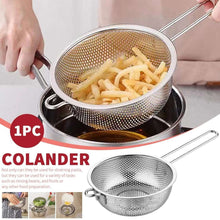 تحميل الصورة في عارض المعرض، 25.5cm Heavy-Duty Stainless Steel Colander | Long Handle Strainer & Fry Basket - Silver