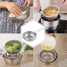 تحميل الصورة في عارض المعرض، 25.5cm Heavy-Duty Stainless Steel Colander | Long Handle Strainer & Fry Basket - Silver