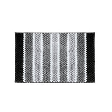 تحميل الصورة في عارض المعرض، Absorbent Luxury Chunky Chenille Bathroom Rug (45x75cm - 440 grams) | Ultra-Soft Non-Slip Bath Mat - Black & White Stripes