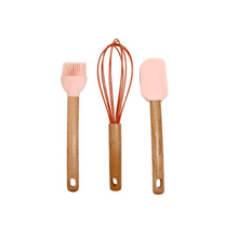 Load image into Gallery viewer, Spatulas/Utensils with Wooden Handle - Silicone Kitchen Utensil Set of 3 (Spatula - Whisk & Brush)