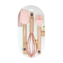 Load image into Gallery viewer, Spatulas/Utensils with Wooden Handle - Silicone Kitchen Utensil Set of 3 (Spatula - Whisk & Brush)
