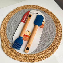 Load image into Gallery viewer, Spatulas/Utensils - Silicone Kitchen Utensil Set with Wooden Handle - (Set of 2 Spatula & Brush)