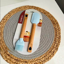Load image into Gallery viewer, Spatulas/Utensils - Silicone Kitchen Utensil Set with Wooden Handle - (Set of 2 Spatula & Brush)