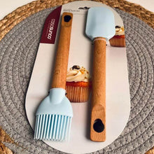 Load image into Gallery viewer, Spatulas/Utensils - Silicone Kitchen Utensil Set with Wooden Handle - (Set of 2 Spatula & Brush)