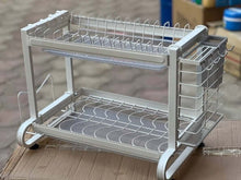 Load image into Gallery viewer, 2-Tier Large Stainless Steel Dish Drying Rack for Kitchen Counter | Large Dish Drainer with Utensil Holder