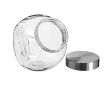 Load image into Gallery viewer, Tilted glass jar 1400 ml with stainless steel lid, showcasing innovative design and sleek aesthetic for modern kitchens.