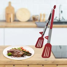 تحميل الصورة في عارض المعرض، Tong / Grabber - Silicone Serving & Cooking Locking Tong Srainer With Built-in Stands
