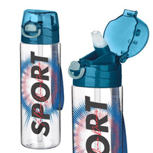 Load image into Gallery viewer, Bottles - Plastic Water Bottle - 700 ml. Water Bottle with Airtight Lid & Handle in blue color with sports design.