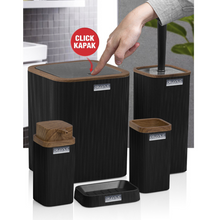 تحميل الصورة في عارض المعرض، Bathroom Accessories Set - 5 Pcs Decor Bathroom Set (Stella) - Wooden Frame