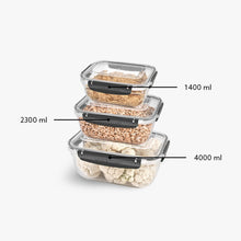 Load image into Gallery viewer, Food Storage Containers - Plastic Sealed Rectangular set of 3 (1400 - 2300 - 4000 ml)