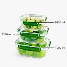 Load image into Gallery viewer, Food Storage Containers - Plastic Sealed Rectangular set of 3 (1400 - 2300 - 4000 ml)