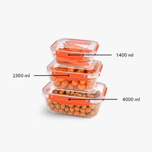 Load image into Gallery viewer, Food Storage Containers - Plastic Sealed Rectangular set of 3 (1400 - 2300 - 4000 ml)