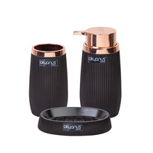 Load image into Gallery viewer, Bathroom Accessories Set - 3 Pcs Decor Bathroom Set (Striped) - Copper Frame