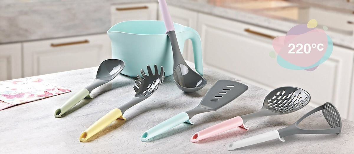 Hastings Home Kitchen Utensil and Gadget Set with Plastic Spatula and  Spoons - 6 pieces