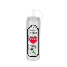 Load image into Gallery viewer, Squeeze Sauce Bottle with Printed Drawing - 700ml. / 24oz.