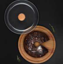 Load image into Gallery viewer, Elegant Wooden Cake Stand & Serving Platter with Acrylic Dome Lid - 29 cm Diameter
