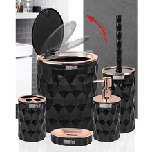 Load image into Gallery viewer, Bathroom Accessories Set - 5 Pcs Decor Bathroom Set (Diamond) - Copper Frame