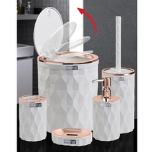 Load image into Gallery viewer, Bathroom Accessories Set - 5 Pcs Decor Bathroom Set (Diamond) - Copper Frame