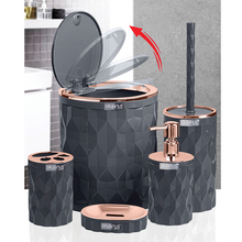 Load image into Gallery viewer, Bathroom Accessories Set - 5 Pcs Decor Bathroom Set (Diamond) - Copper Frame