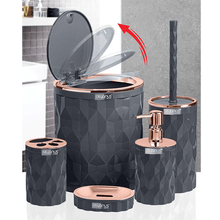 Load image into Gallery viewer, Bathroom Accessories Set - 5 Pcs Decor Bathroom Set (Diamond) - Copper Frame