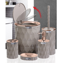 Load image into Gallery viewer, Bathroom Accessories Set - 5 Pcs Decor Bathroom Set (Diamond) - Copper Frame