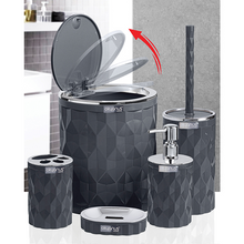 Load image into Gallery viewer, Bathroom Accessories Set - 5 Pcs Decor Bathroom Set (Diamond) - Silver Frame