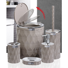 Load image into Gallery viewer, Bathroom Accessories Set - 5 Pcs Decor Bathroom Set (Diamond) - Silver Frame