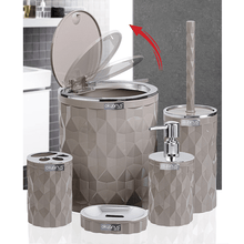 Load image into Gallery viewer, Bathroom Accessories Set - 5 Pcs Decor Bathroom Set (Diamond) - Silver Frame
