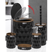 Load image into Gallery viewer, Bathroom Accessories Set - 5 Pcs Decor Bathroom Set (Diamond) - Wooden Frame