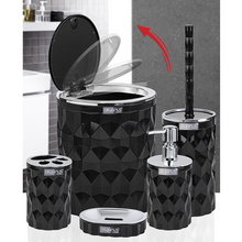 Load image into Gallery viewer, Bathroom Accessories Set - 5 Pcs Decor Bathroom Set (Diamond) - Silver Frame