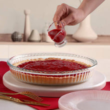 تحميل الصورة في عارض المعرض، طقم طبق خبز زجاجي للفرن مكون من 2 - صينية خزفية دائرية لللازانيا والتارت والكعك.