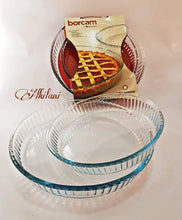 تحميل الصورة في عارض المعرض، طقم طبق خبز زجاجي للفرن مكون من 2 - صينية خزفية دائرية لللازانيا والتارت والكعك.