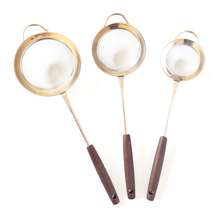 Load image into Gallery viewer, Fine Mesh Strainers with Long Handle - Set of 3 Stainless Steel Colander with Wooden Handle