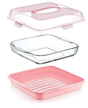 Load image into Gallery viewer, Food/Cake Holder - Square Portable Pasta / Pastery Carrier - Cake Box Comes With Handle