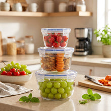 تحميل الصورة في عارض المعرض، Food Storage Containers (Set of 3 - 625, 1200 & 2100 ml.) - Sealed High Round Storage