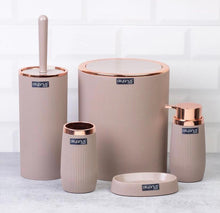 Load image into Gallery viewer, Bathroom Accessories Set - 5 Pcs Decor Bathroom Set (Striped) - Copper Frame