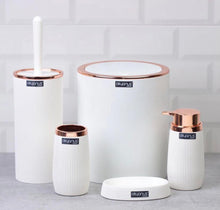 Load image into Gallery viewer, Bathroom Accessories Set - 5 Pcs Decor Bathroom Set (Striped) - Copper Frame