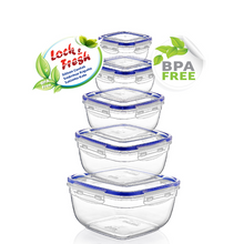 Load image into Gallery viewer, Food Storage Containers (Set of 5 - 500, 900, 1500, 2400 & 3750 ml.) - Square Sealed Food Containers
